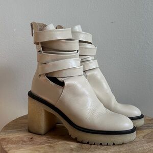 Free People Ivory Strappy Heeled Boots